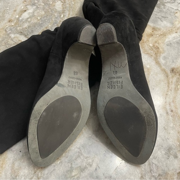 Eileen Fisher DITTO KNEE HIGH BOOT IN BLACK SUEDE Slouchy Boots Women’s 8.5 - Picture 8 of 9